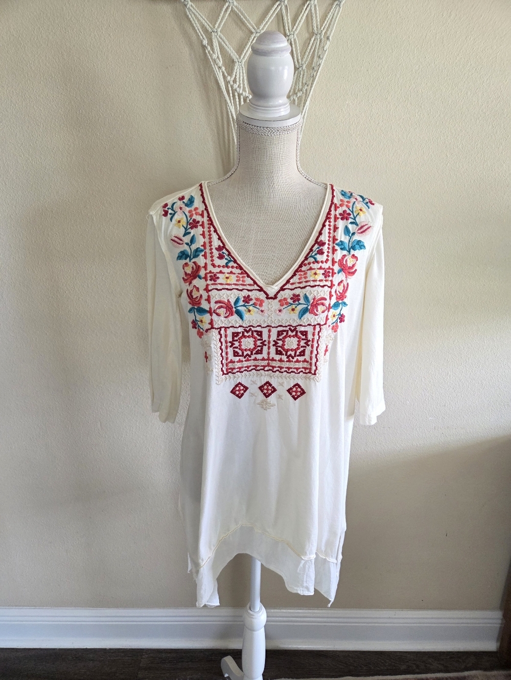 Johnny Was Embroidered Tunic Top Size Small Boho